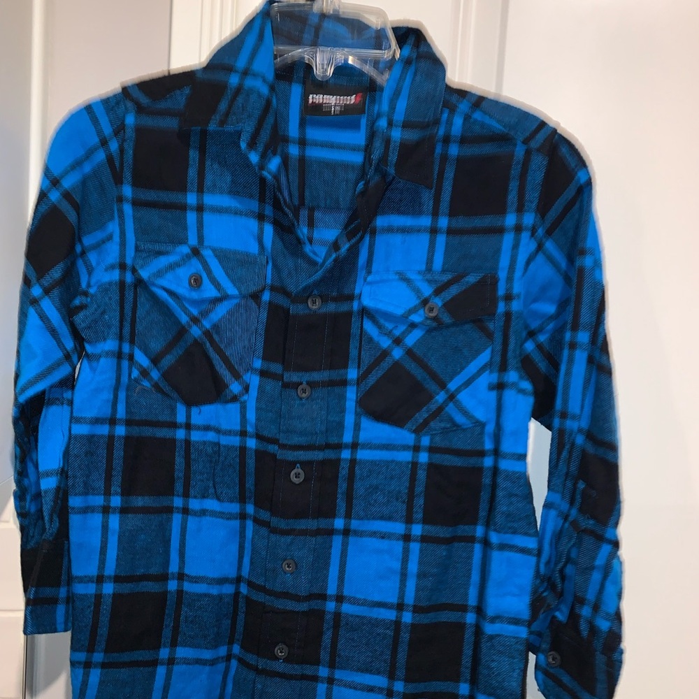 Ramped Up™Boy's Buffalo Graphics Flannel Plaid Button-Up Shirt S(8)